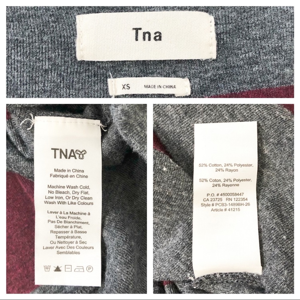 Aritzia TNA Pomona Striped V Neck Oversized Soft Casual T Shirt Rolled Sleeve XS - Picture 15 of 16